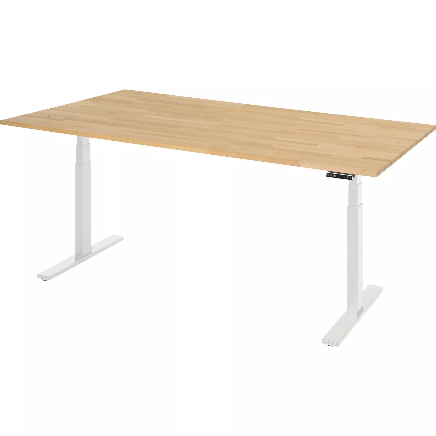 work-desk-electrically-height-adjustable-load-capacity-100-kg-650-1300-mm-wxd-20 Work desk, electrically height adjustable – load capacity 100 kg, 650 – 1300 mm, WxD 2000 x 700 mm, solid beech.