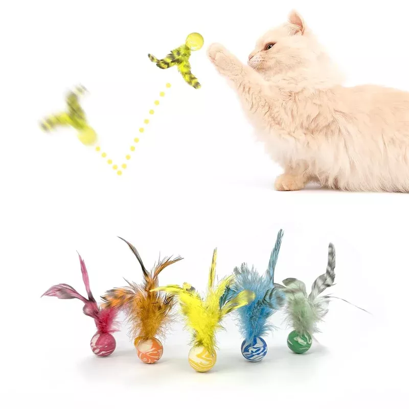 zaylumo-feather-chase-fetch-balls-indoor-cats-5-pack-durable-rubber-cat-toys-wit Zaylumo Feather Chase & Fetch Balls For Indoor Cats – 5 Pack Durable Rubber Cat Toys With Natural Feathers Interactive Exercise